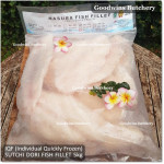 Fish DORI SUTCHI FILLETS IQF-NBL 300-400 Nasuba Medan length +/- 10" 25cm ORIGINAL BAG 5kg 15-17 fillets (price/kg)